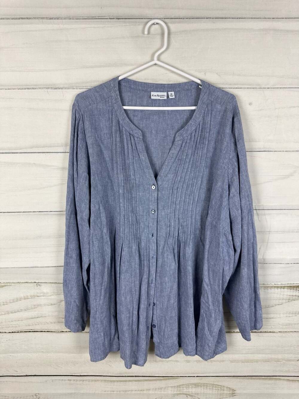 Kim Rogers blue Metallic Quarter Sleeve Top Size 2X